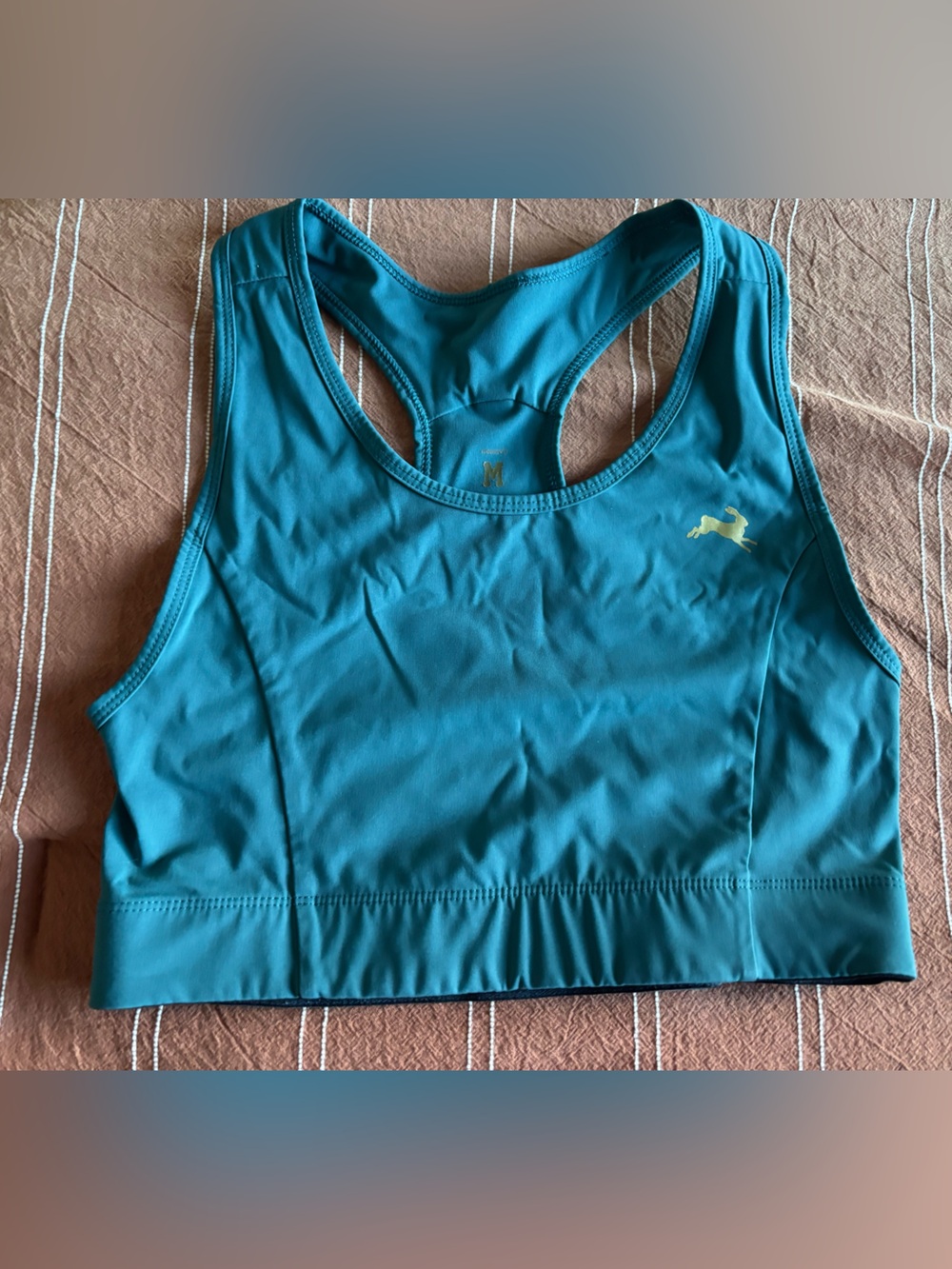 Tracksmith Teal Women's Racerback Sports Bra in Medium